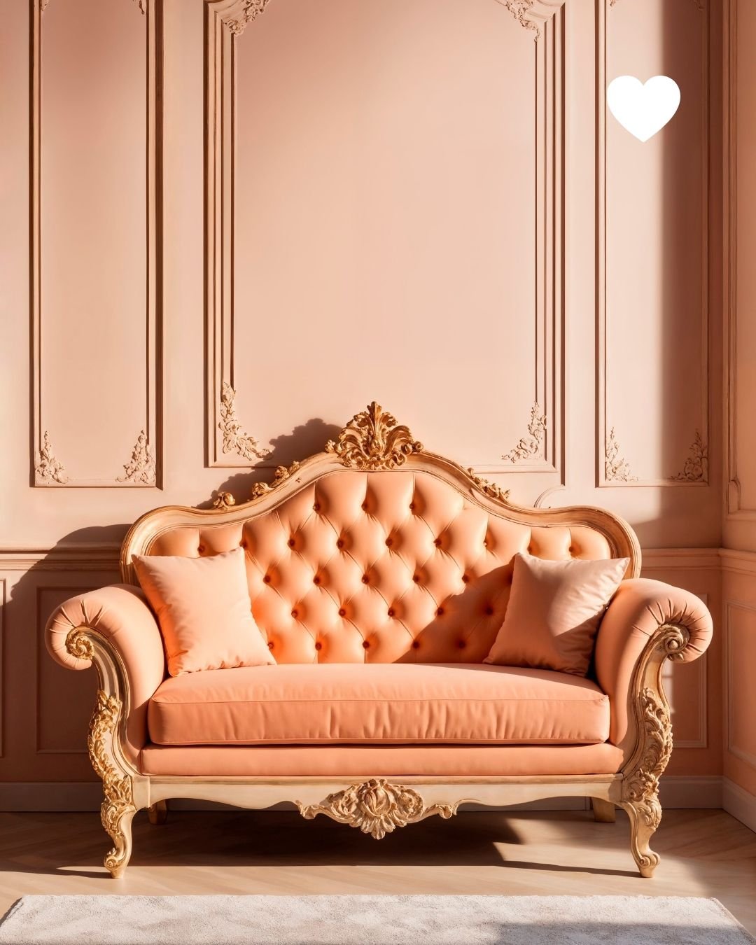 Hochwertiges Samtsofa in Lachs reinigen lassen Hamburg – Öko Luxusreinigung